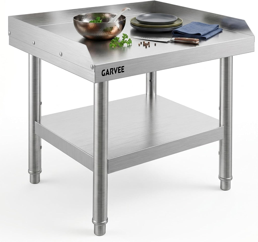 Stainless Steel Equipment Stand 24x24 Inch Heavy Duty Commercial Grill Table with Adjustable Undershelf NSF Certified