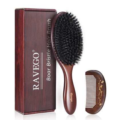 Hair Brush, Boar Bristle Hair Brush for Women Men Kids, Nature Bristles Hairbrush for Thin Fine All Hair Type