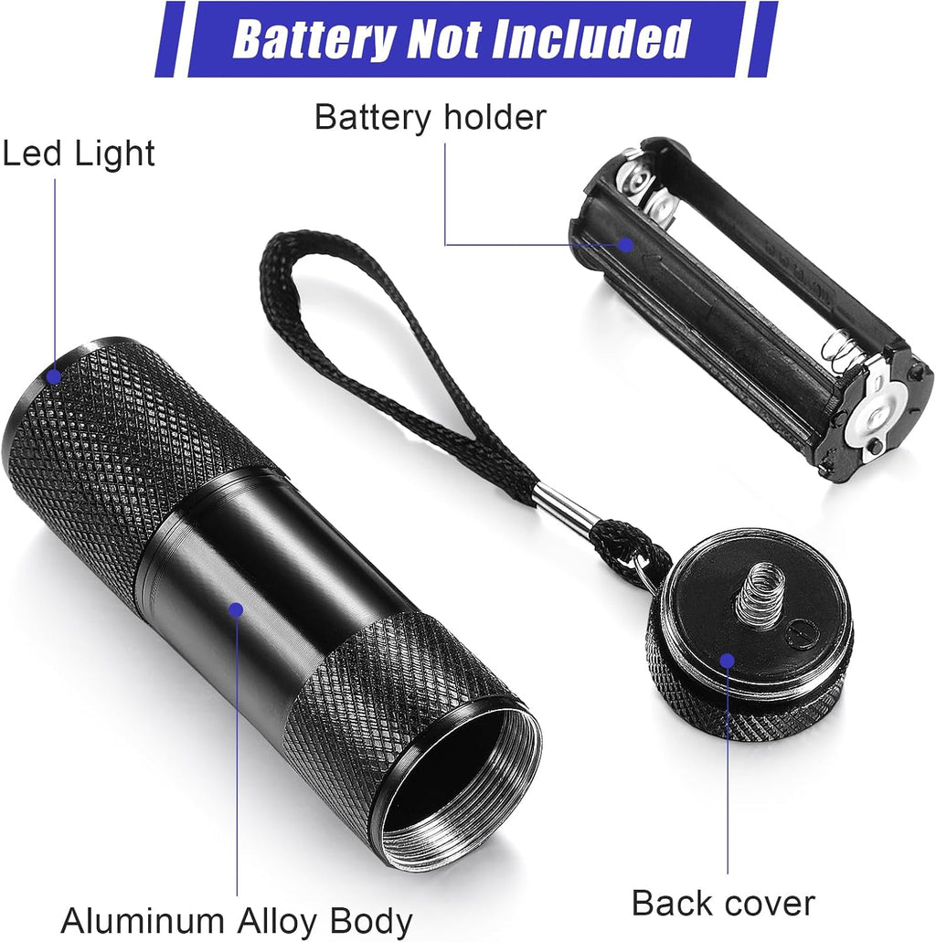 10 Pieces UV Blacklight Flashlights, LED Lights, Handheld Blacklight, Mini Torch Detector, Portable UV Flashlight for
