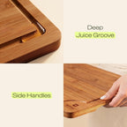 Wooden Cutting Boards for Kitchen Meal Prep & Serving - Bamboo Non Toxic Cutting Board Set with Deep Juice Groove