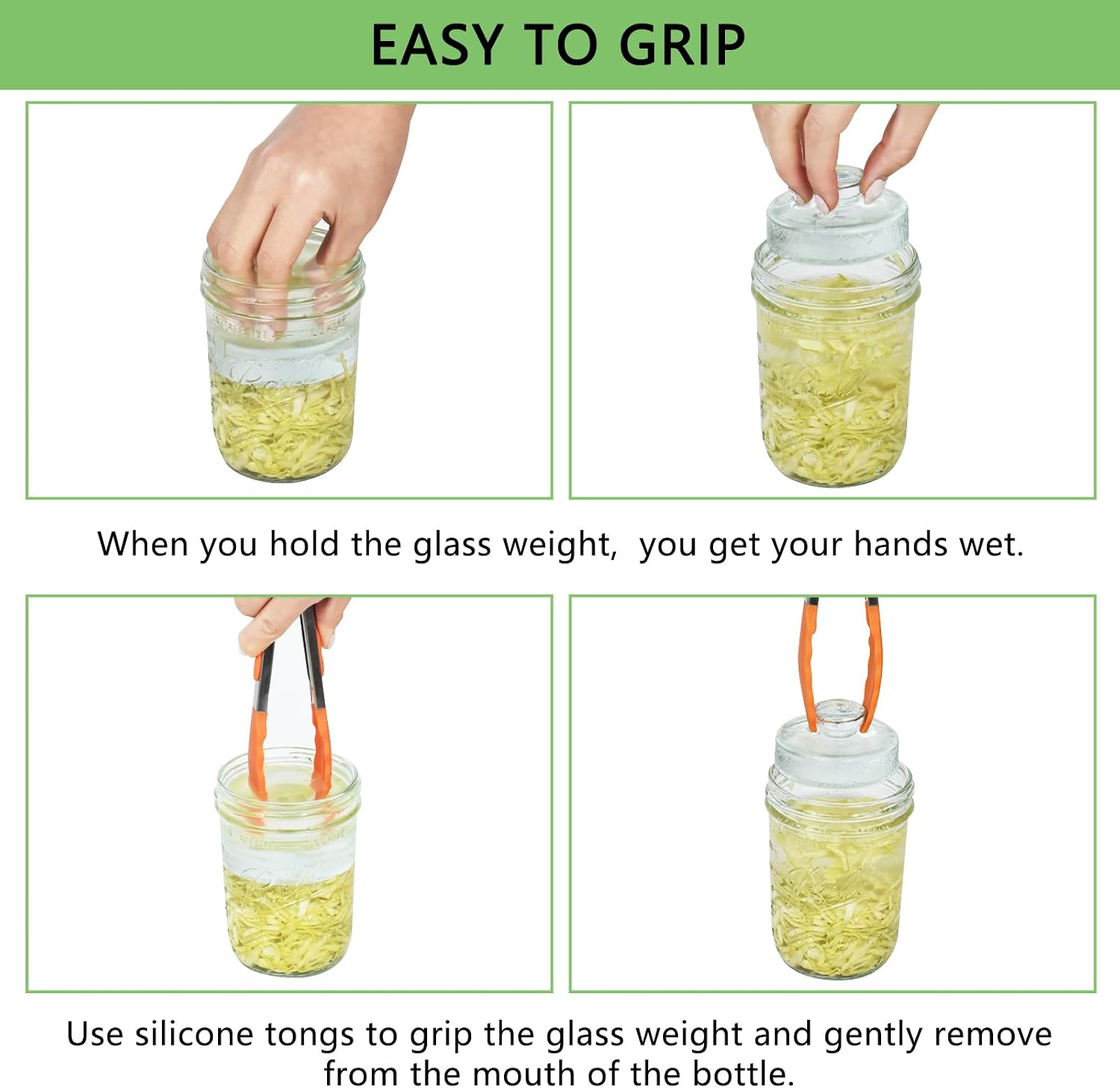 10-Pack Glass Fermentation Weights with Easy Grip Handle and Unique Texture Design for Large Wide Mouth Mason Jars