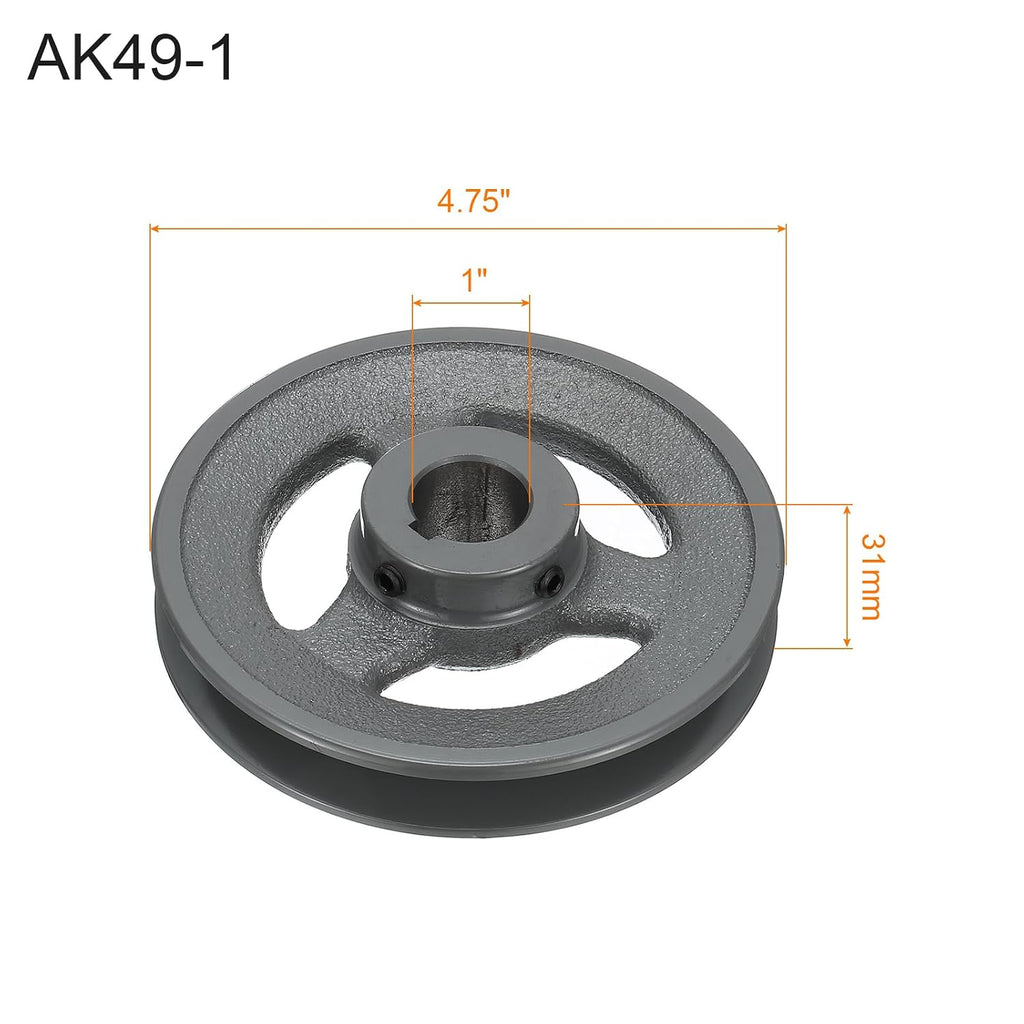 uxcell AK49-1 V-Belt Sheave 1" Bore, 4.75" OD, Single Groove Web Sheave