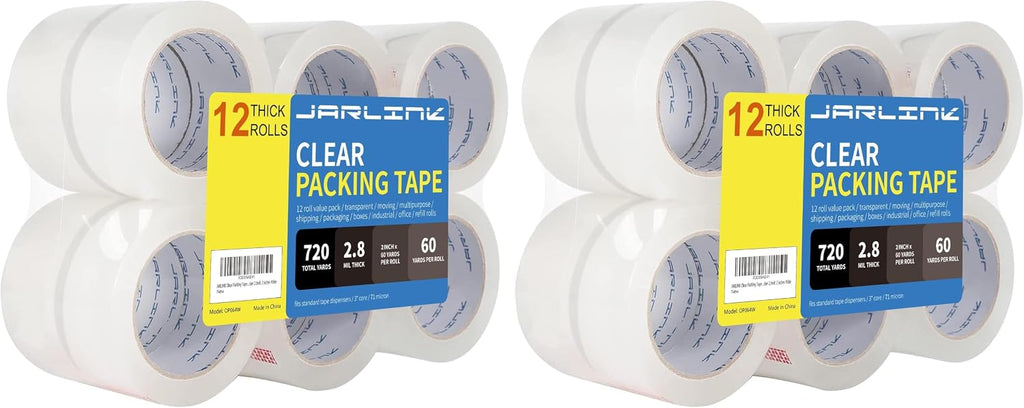 12 Rolls Clear Packing Tape, Heavy Duty Packaging Tape (Pack of 2)