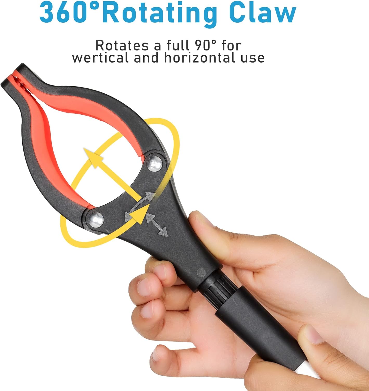 2025 Upgrade Grabber Reacher Tool, 360° Rotating Head, Wide Jaw, 32" Foldable, Lightweight Trash Claw Grabbers for
