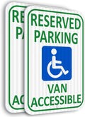 (2 Pack) Reflective Aluminum Reserved Parking Sign, 18" x 12" Heavy-duty Handicap Van Accessible Sign, Durable Metal