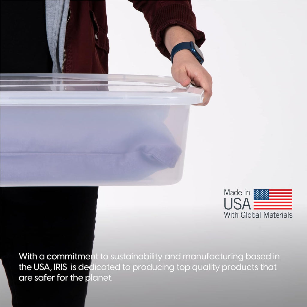 50 Qt Plastic Under Bed Storage Organizer Bin Container with Secure Lids and Durable Buckles, Multi-Purpose for