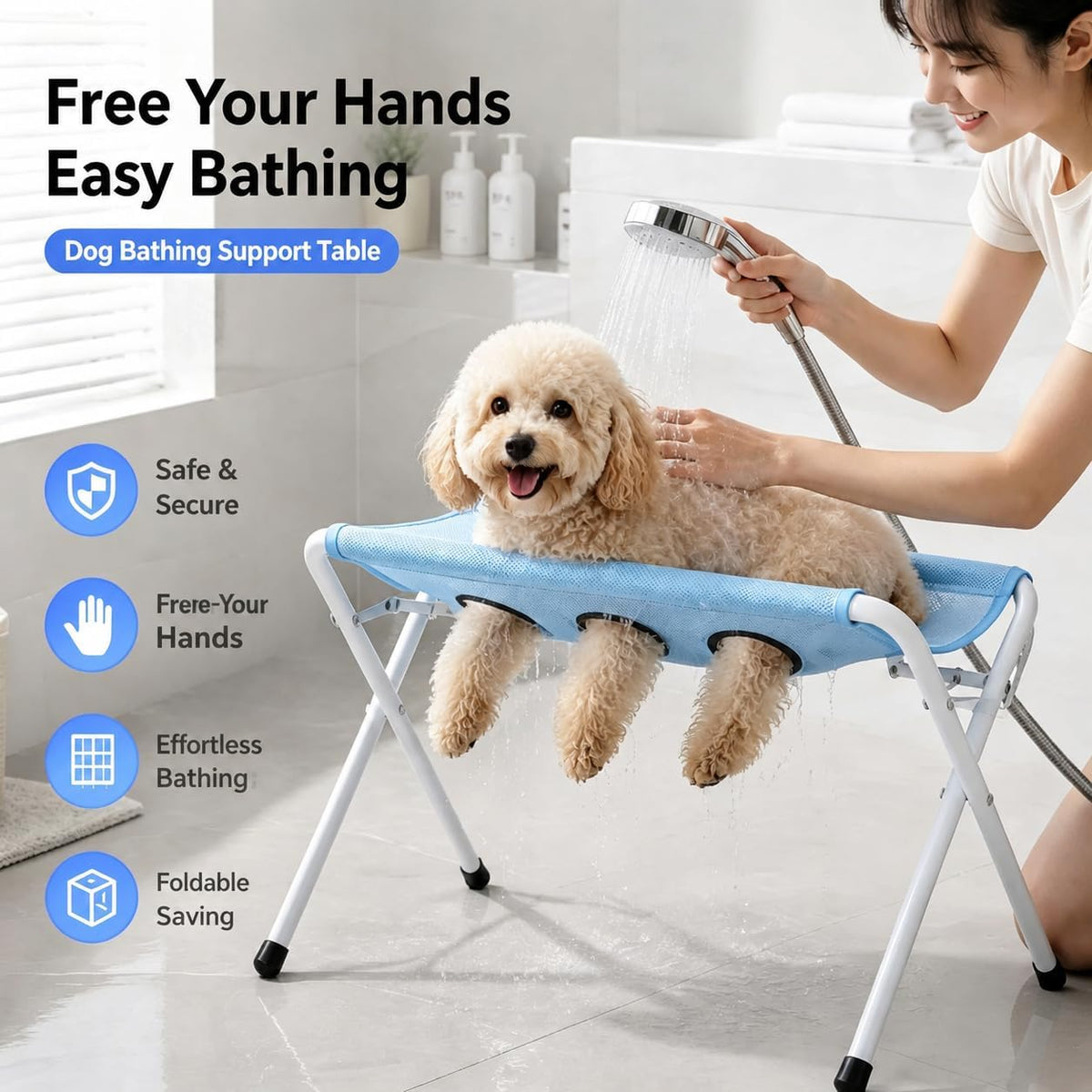 Pet Grooming Hammock Stand Foldable for Small Dogs Cats