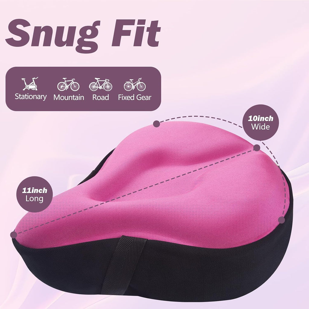 Zacro Bike Seat Cushion - Gel Padded Cover for Men Women Comfort, Extra Soft Exercise Bicycle Compatible with Peloton, Stationary or Cruiser Seats