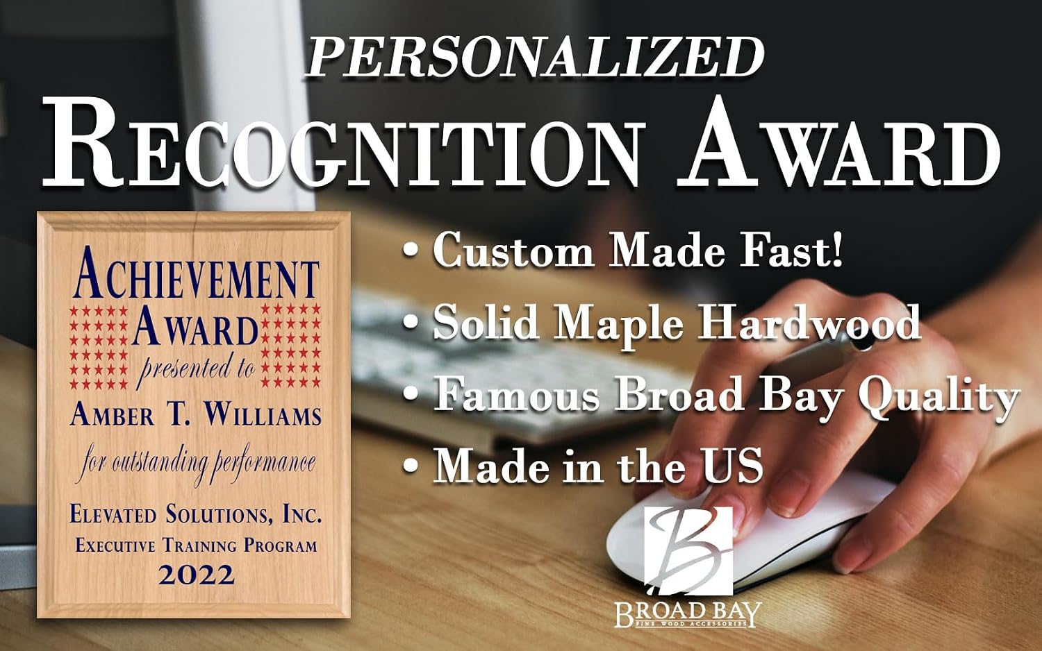 Custom Award Plaque - SOLID WOOD - for Promotion - Retirement - Military - Recognition - Achievements - Sports
