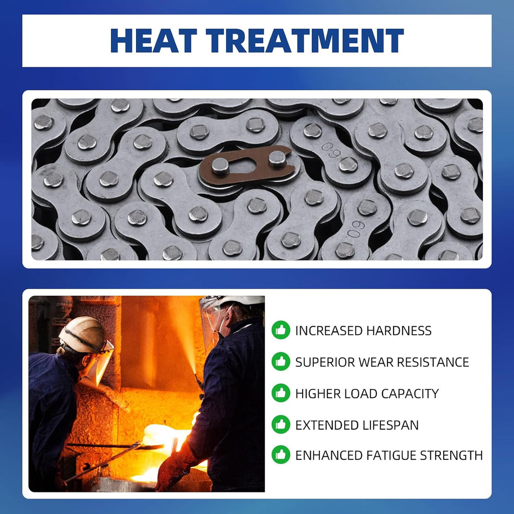 #60 Roller Chain, 10 Feet Carbon Steel Chain with 4 Free Connecting Links