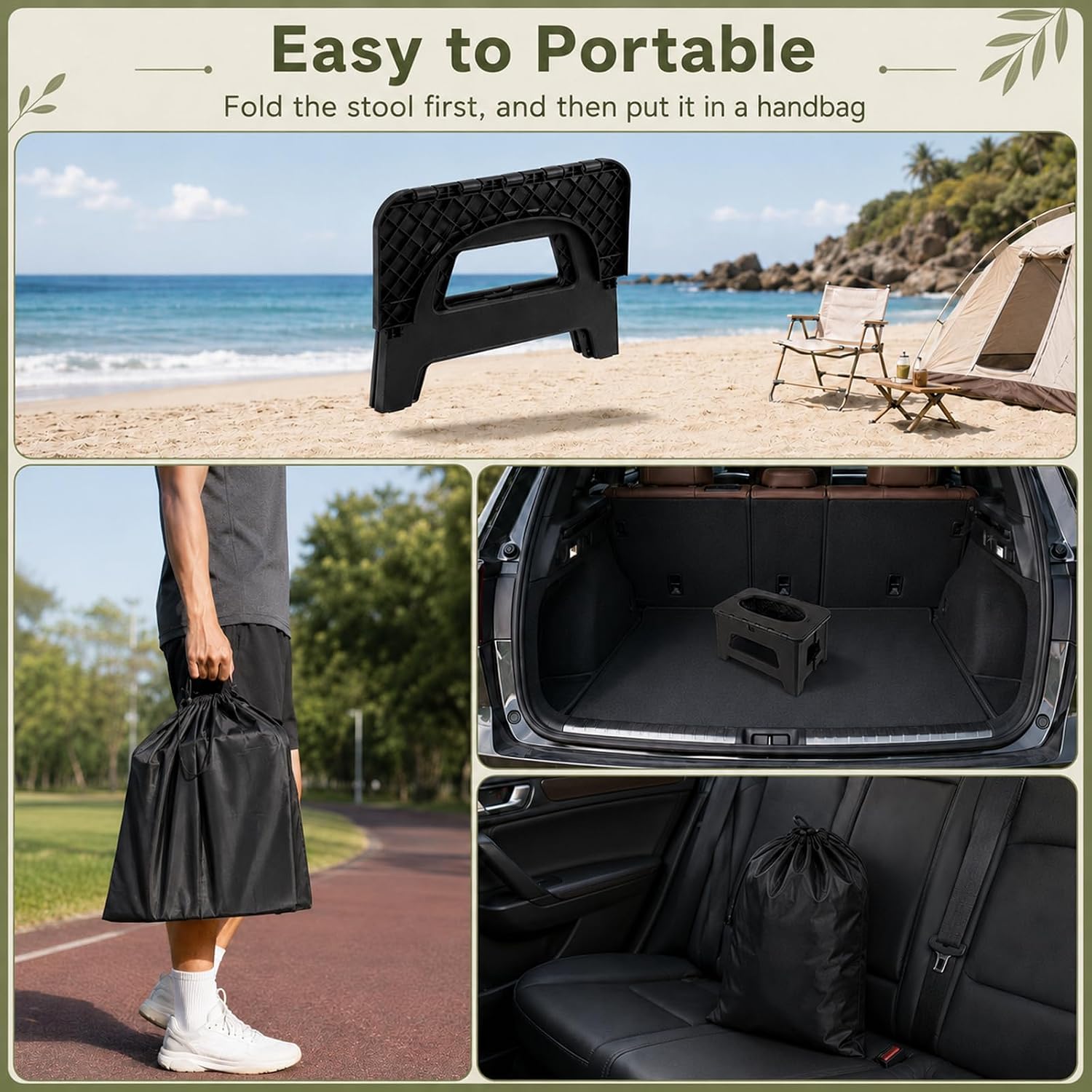 Portable Toilet for Adults, Folding Camping Toilet for Road Trips | 20pieces Leak-Proof Bags, RV Toilet, Boating, Car
