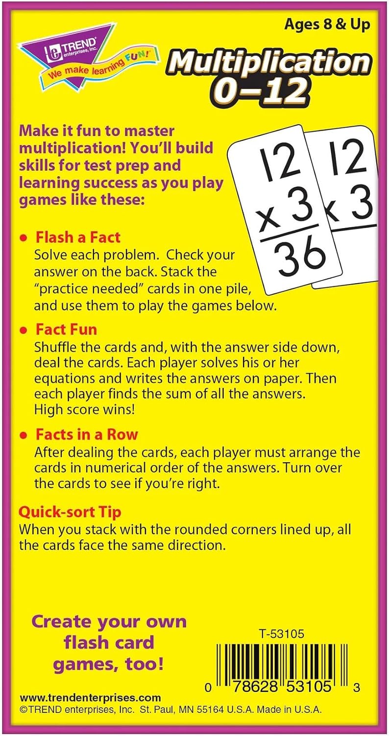 : Multiplication 0-12 Skill Drill Flash Cards, Exciting Way for Everyone to Learn, Facts Through 12, Self-Checking