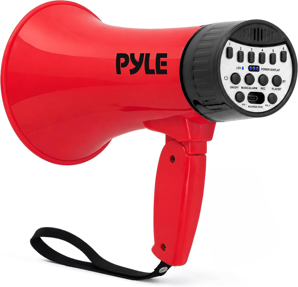 Rechargeable Bluetooth Bullhorn Megaphone with Voice Changer, Siren & USB-C Fast Charging, 1200-Yard Voice Range for