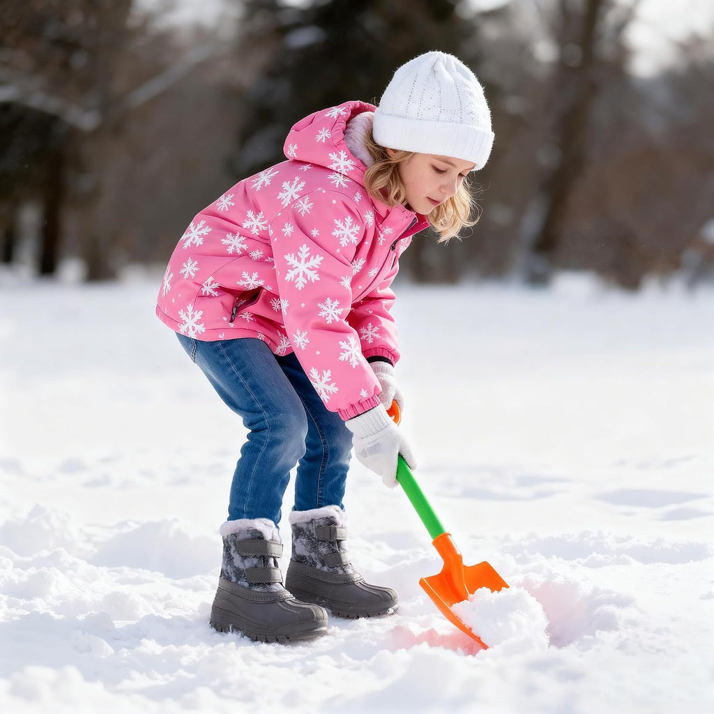 Girls Boys Waterproof Winter Snow Boots with Faux Fur Lining