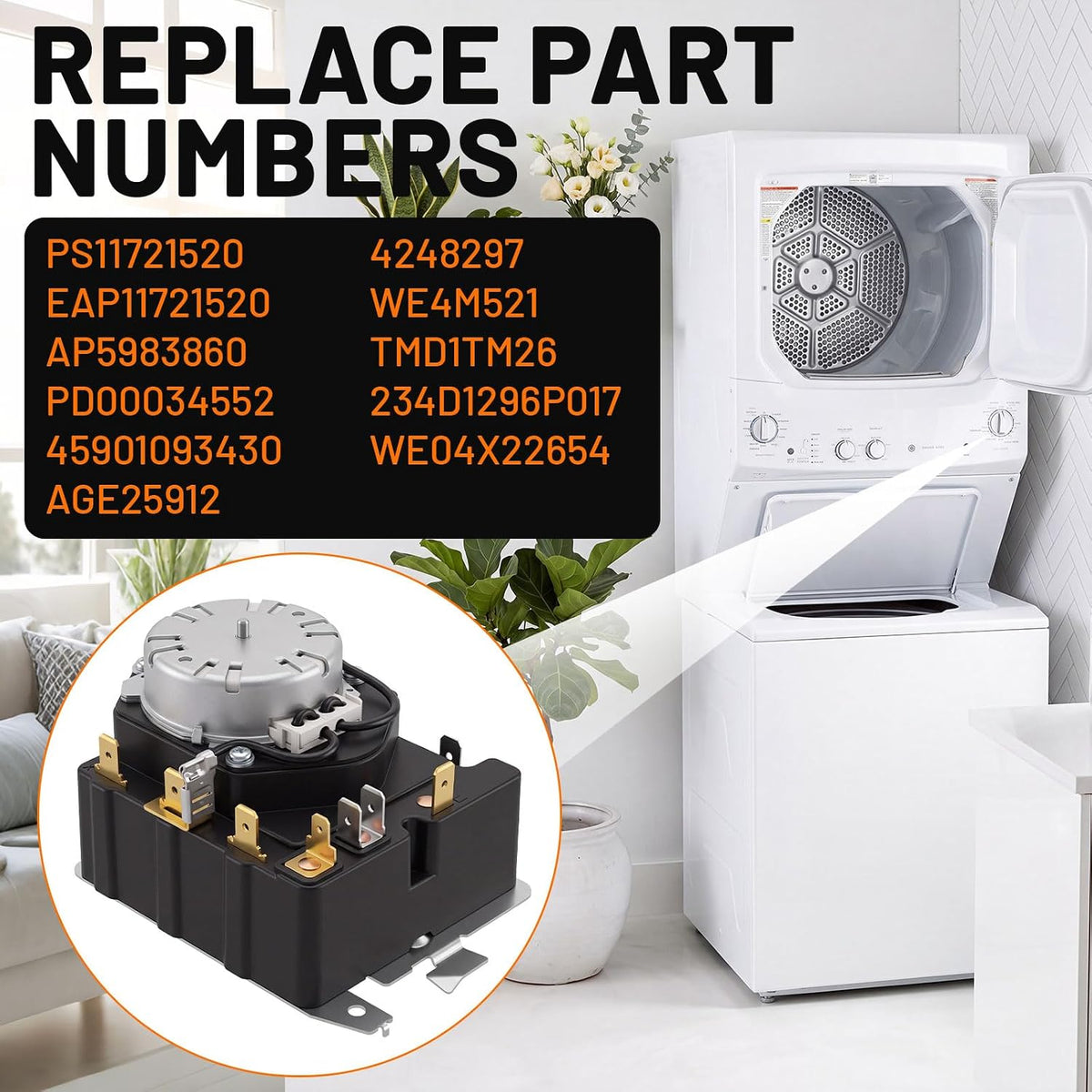 GUD27ESPM1DG GUD27ESSM1WW GUD24ESSM1WW Fits for GE Dryer Timer Replacement