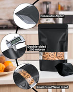 100 Pack Resealable Bags with Matte Window（Black，4" x 6"）