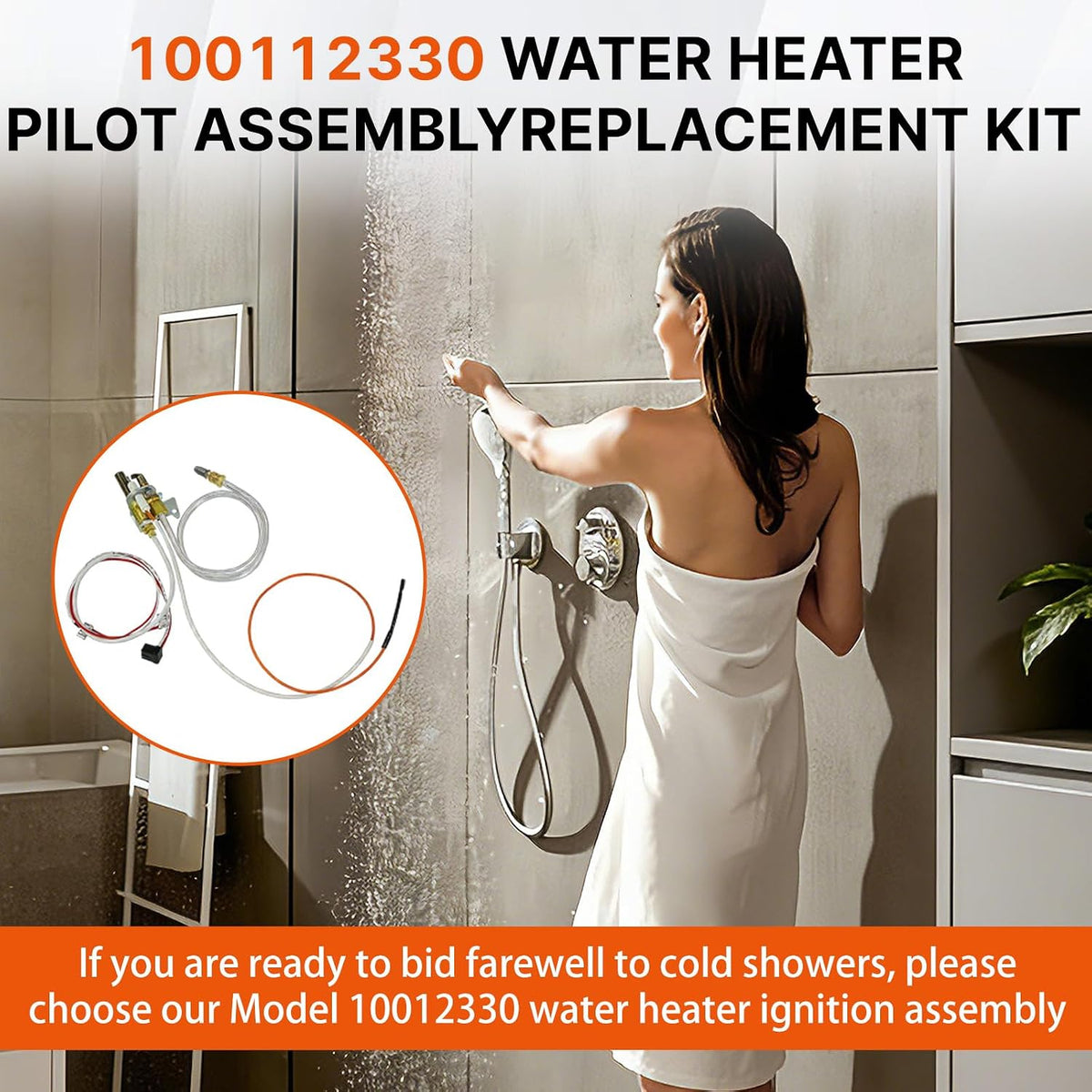 DFD Upgrade 100112330 Water Heater Pilot Assembly, Replace 9007876 Thermopile, Compatible with 301 300 Series Whirlpool Water Heater Parts & A.O.Smith, American, State, Reliance, Kenmore