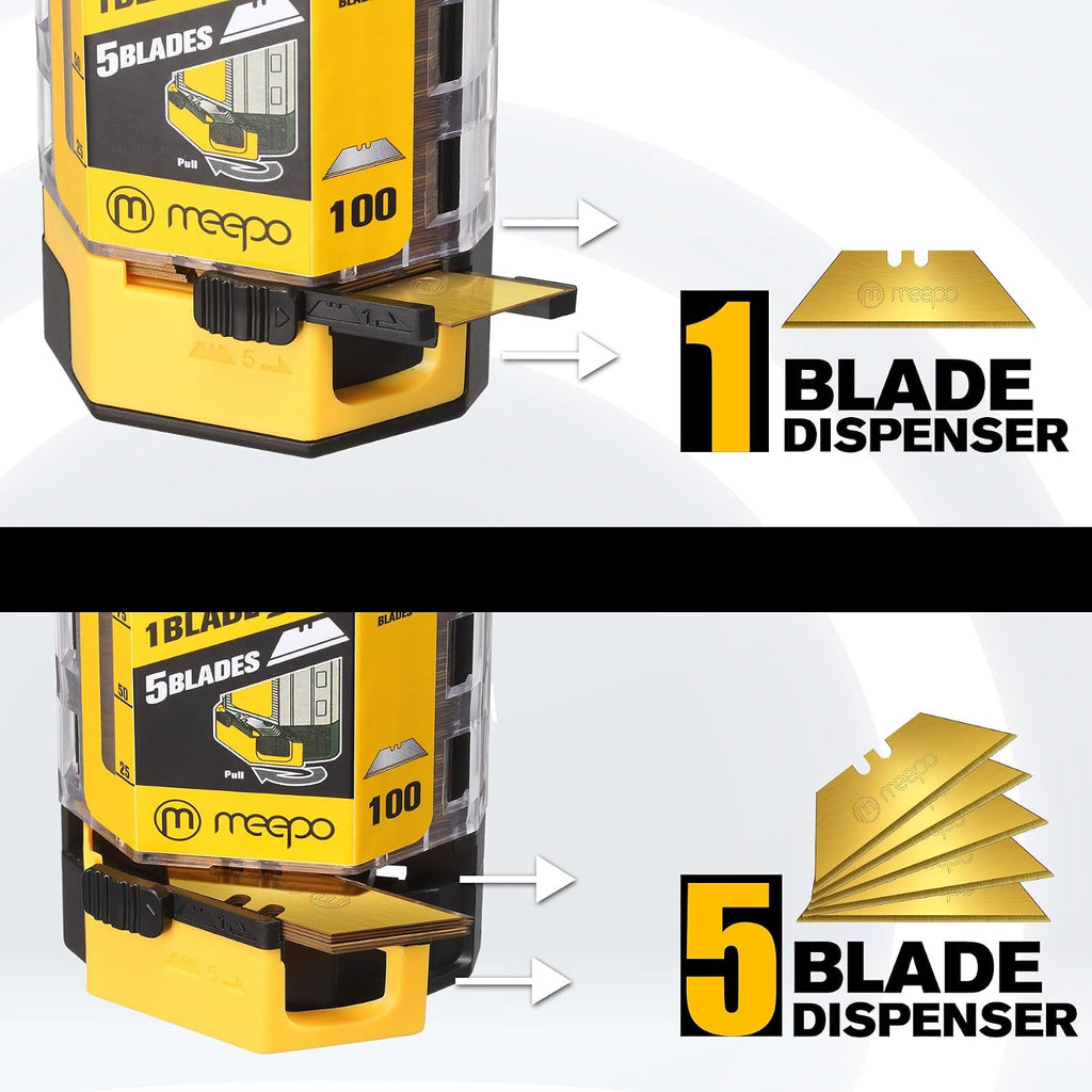 Utility Knife Blades, Titanium SK-2 Steel, w/Dispenser, 100-Pack
