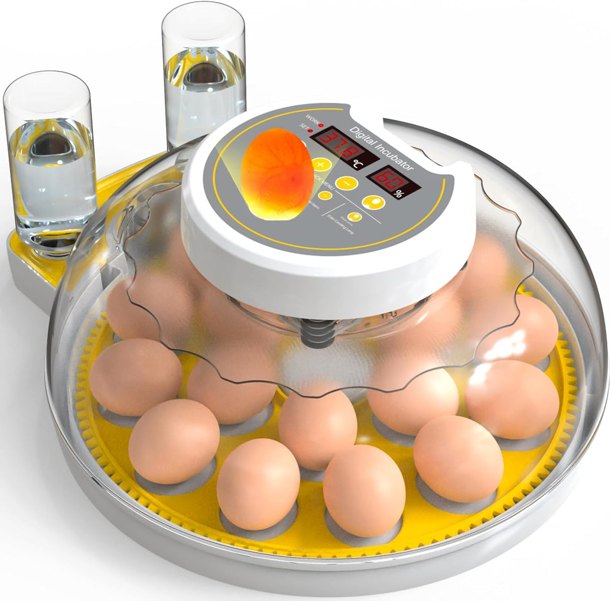 18/60 Incubator for Hatching Eggs, Egg Incubators with Humidity Display, Egg Candler, Automatic Egg Turner, Poultry