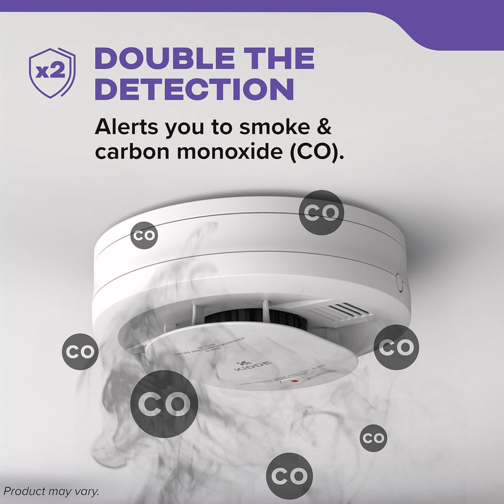 Smoke & Carbon Monoxide Detector, 10-Year Battery Powered, Voice Alerts, LED Warning Light Indicators, 2 Pack