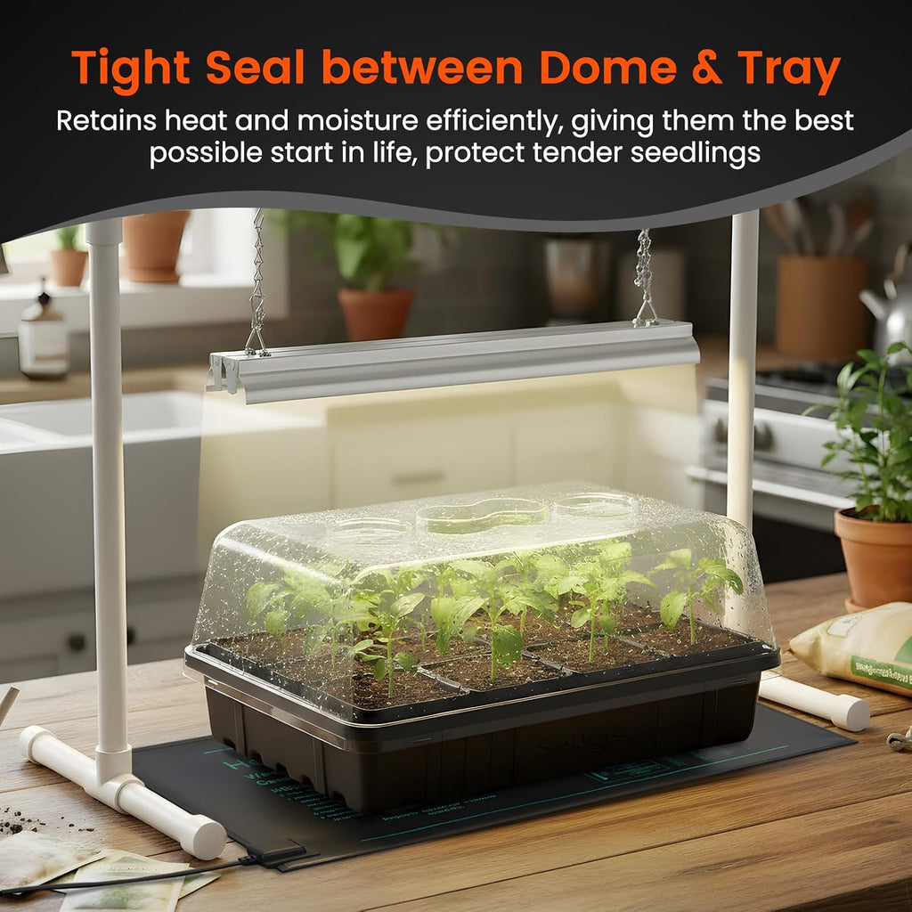 Thick Plastic 3-Set Strong Seed Starter Trays with 5" Humidity Domes