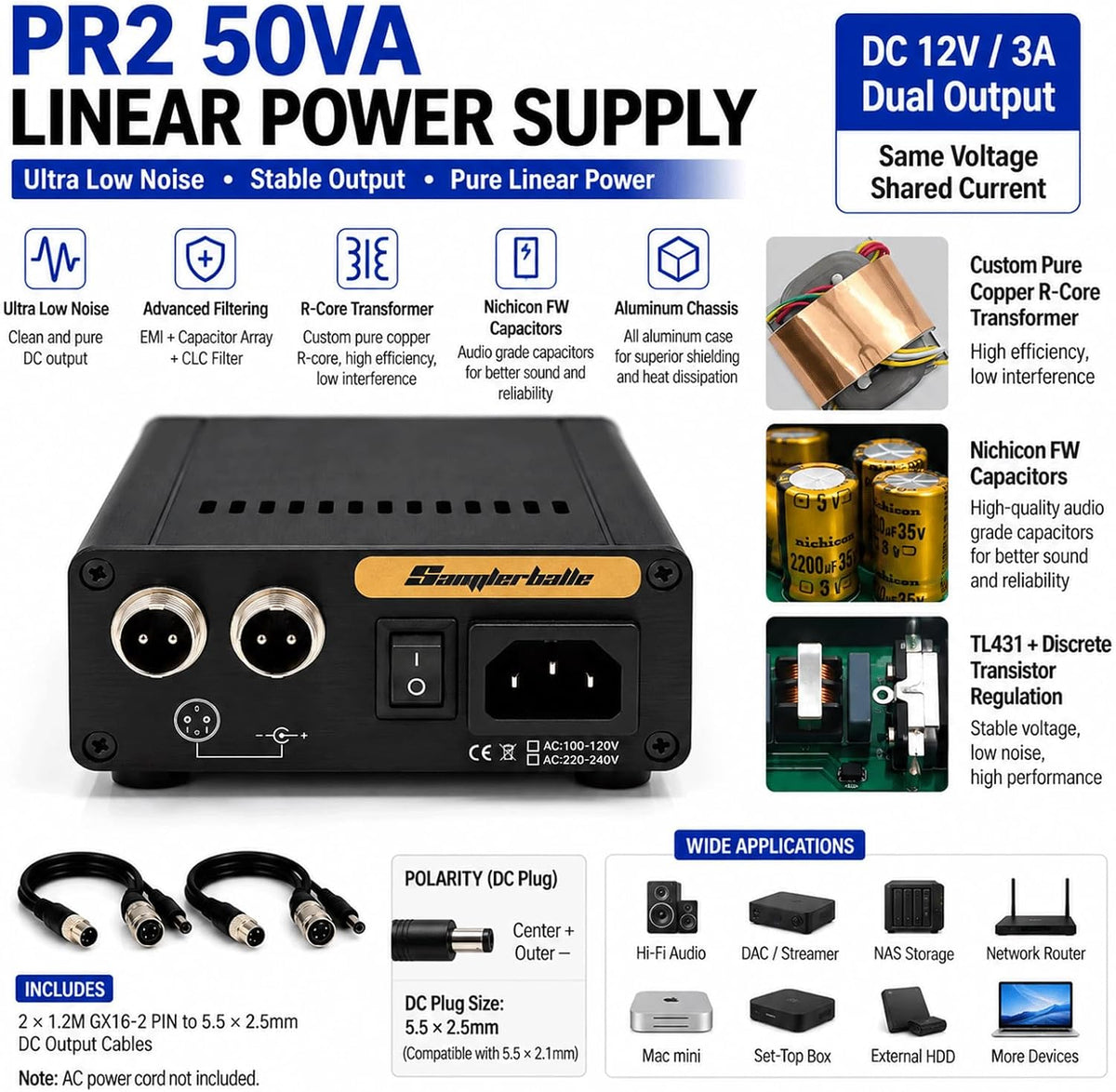 Linear Power Supply, TL431 Linear Regulation for DAC Streamer NAS Router Mac mini