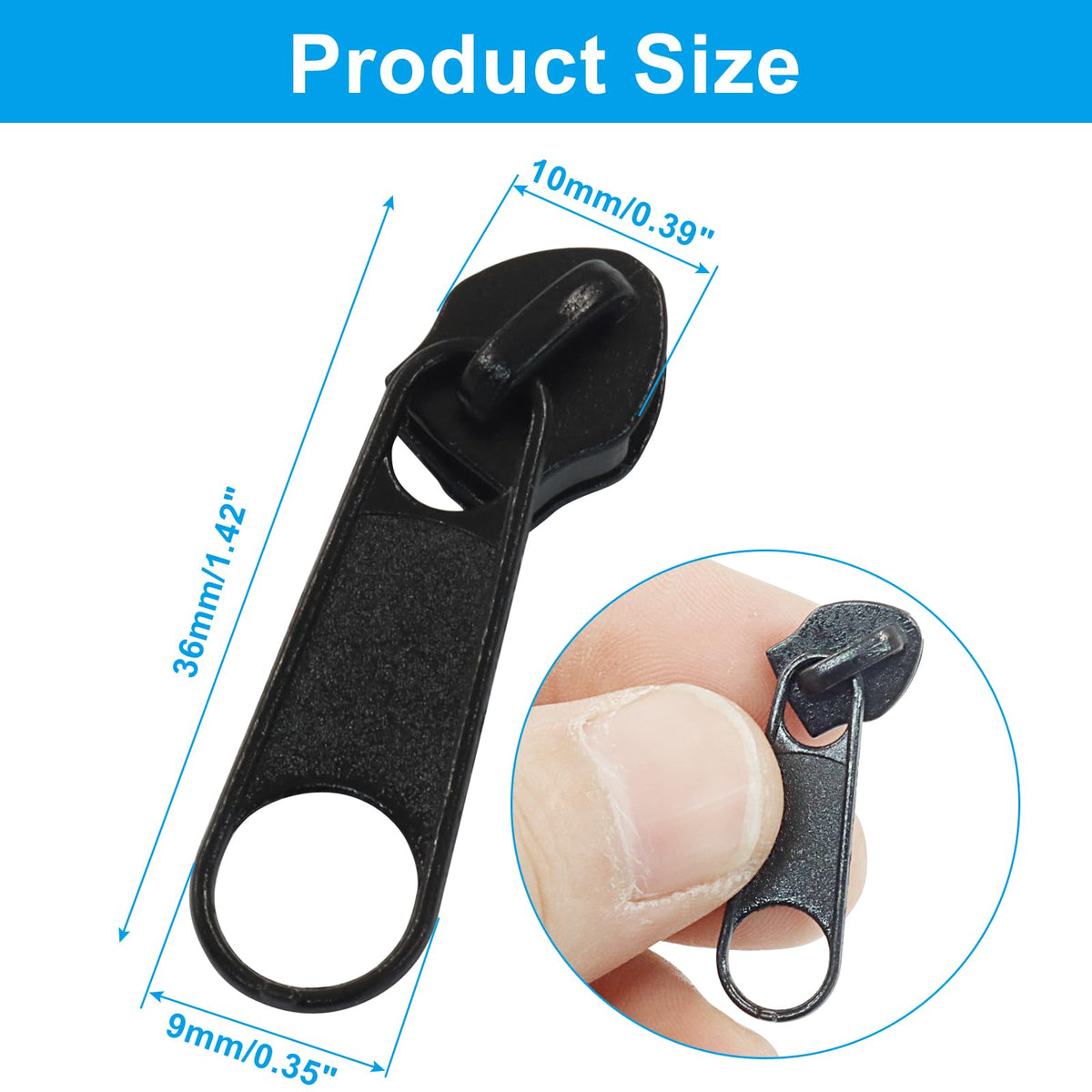 100 Pack #5 Zipper Sliders Replacement, Black