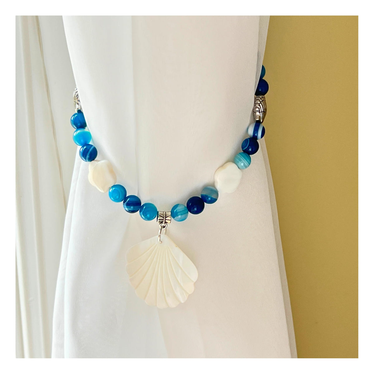 Tropical Drapery Tiebacks, Sea Shell Curtain Tie Backs, Beach Home Decor