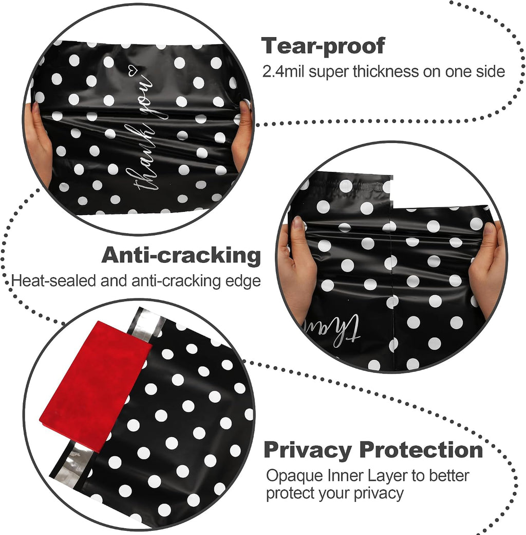 Thank You Poly Mailers 10x13 100 Pack, Polka Dots Design