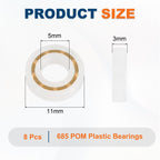 uxcell 8Pcs 685 POM Plastic Bearings, 5x11x3mm Deep-Groove Ball Bearings