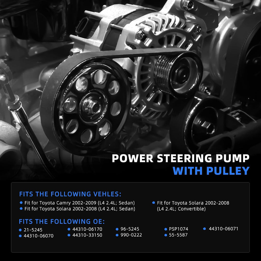 Power Steering Pump with Pulley for Toyota Camry Sedan 2002-2009