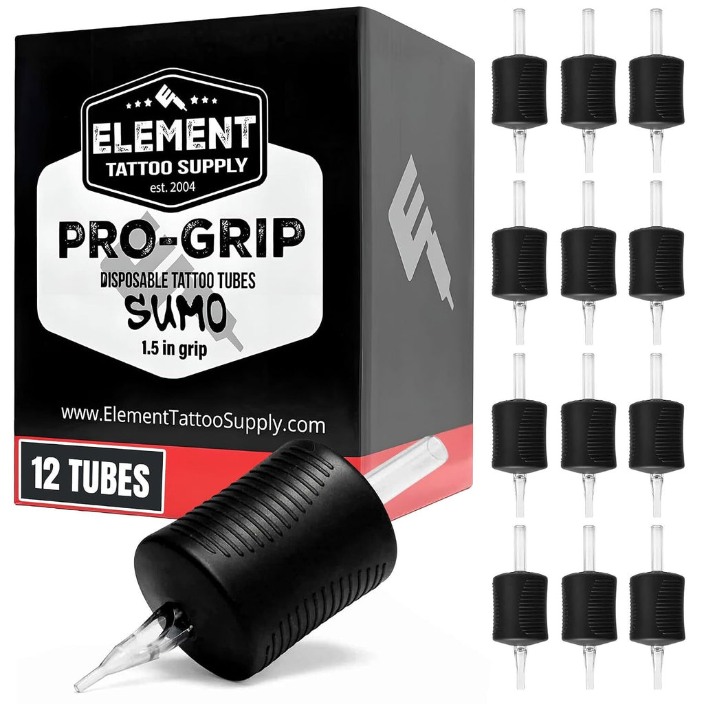 Box of 12 - 05RT - Sumo Diamond Tip Disposable Tattoo Tubes | 1.5" Silicone Grip Lining Shading Needle Lock