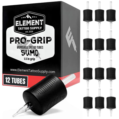 Box of 12 - 05RT - Sumo Diamond Tip Disposable Tattoo Tubes | 1.5" Silicone Grip Lining Shading Needle Lock