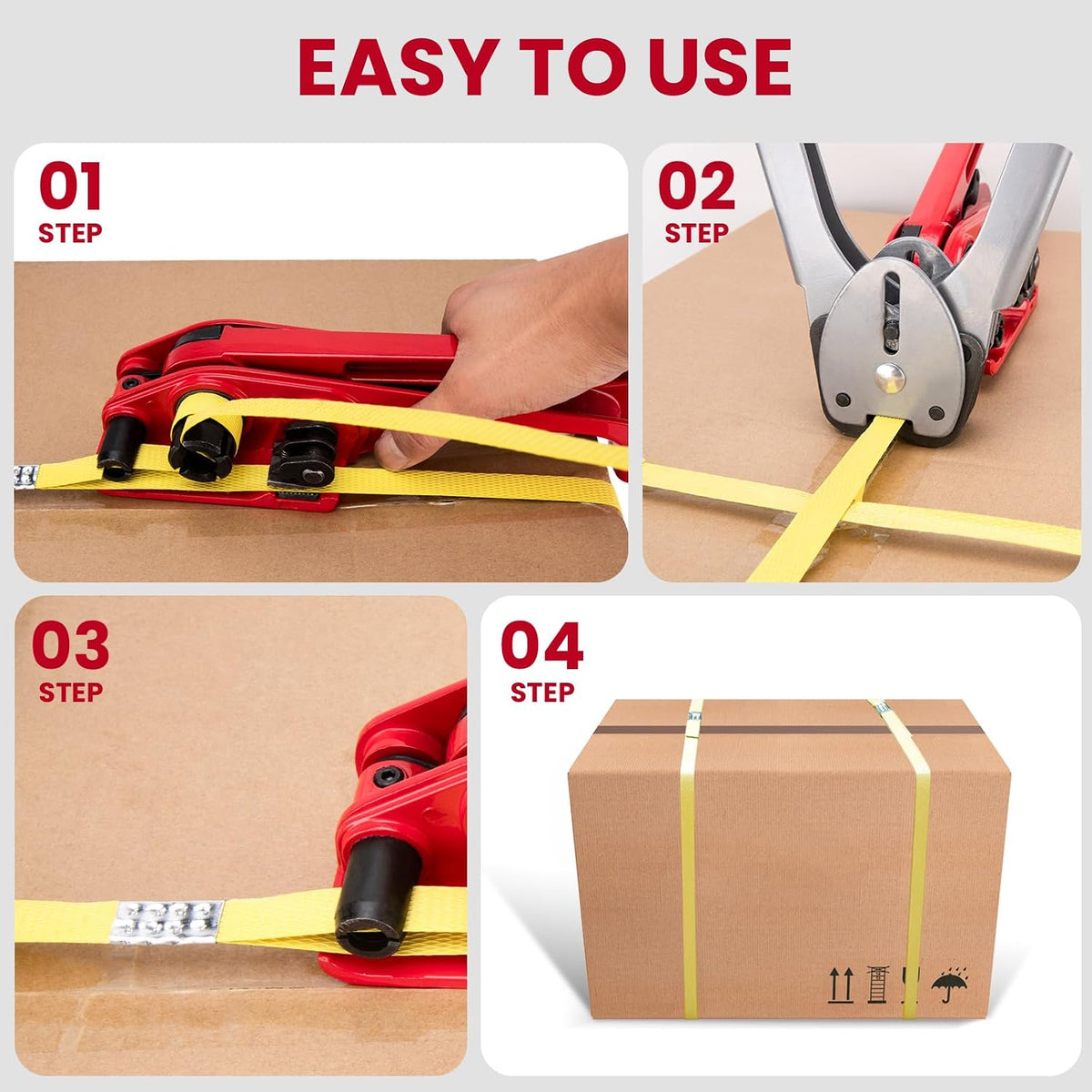 Banding Strapping Kit, Pallet Strapping Kit with Tensioner & Sealer Tool, 3200FT PP Plastic Banding, 200 Metal Seals