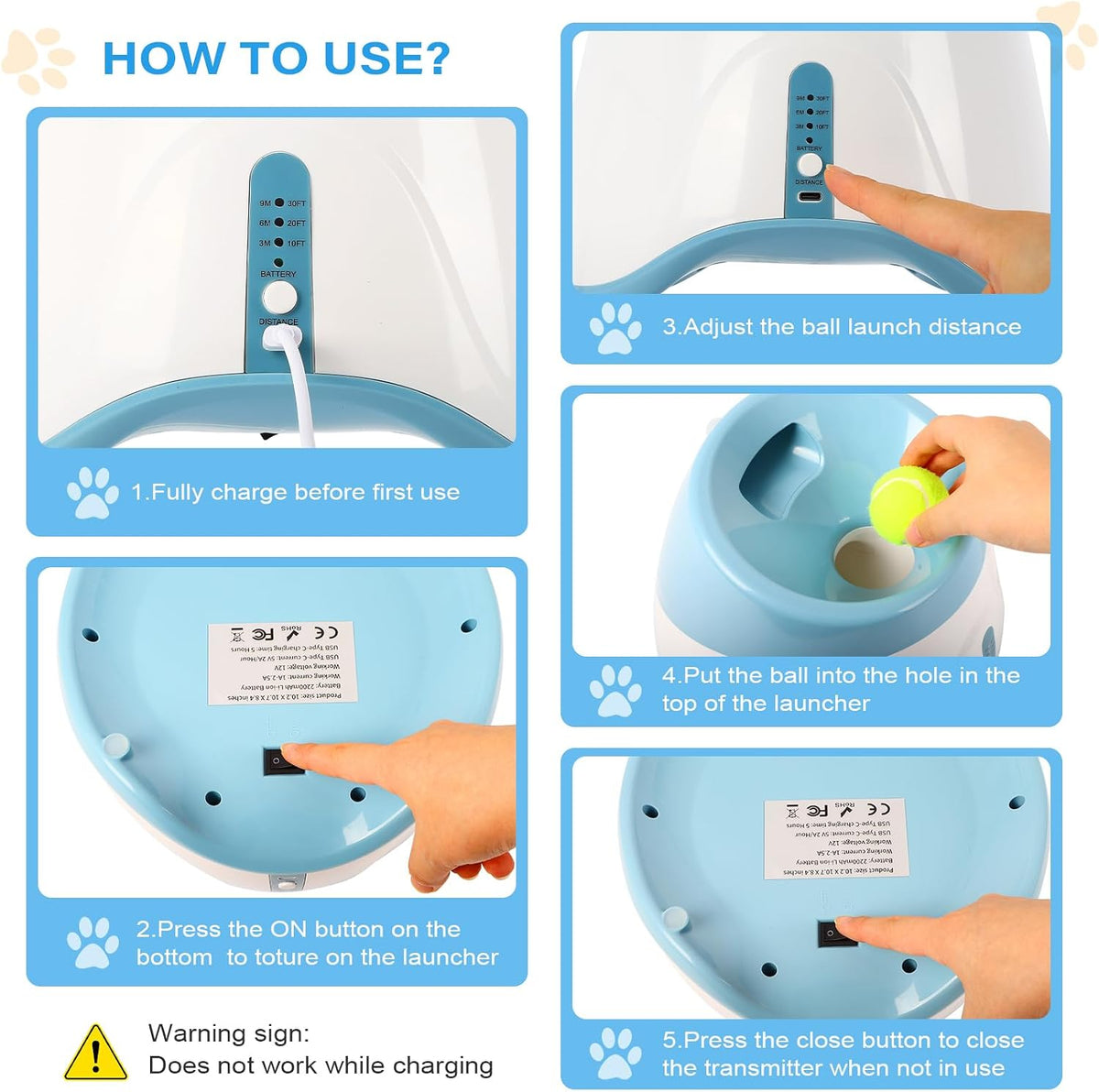 Automatic Ball Launcher for Dogs: Indoor Thrower Fetch Machine,Blue