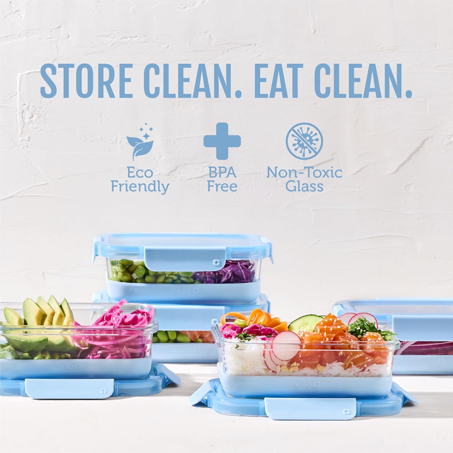 Duraglass 3.4 Cup Meal Prep Sets 10Pc, 5 Pack Set- Glass Food Storage Container with Silicone Boot and Airtight