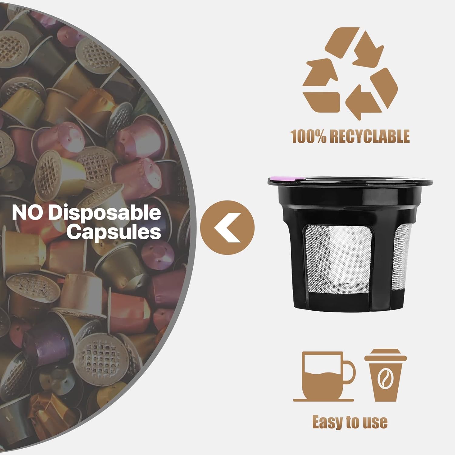 Reusable K Cups for K-eurig, 8 Pack K Cup Reusable Coffee Pods, Universal Reusable K Cup for K-eurig 1.0 and 2.0
