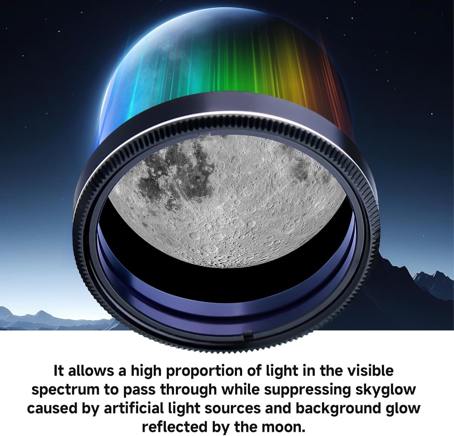 Moon Filter, 1.25" Telescope Filter, Optical Glass, Aluminum Housing with Barlow Lens 2X, 1.25 inch Barlow Lens with