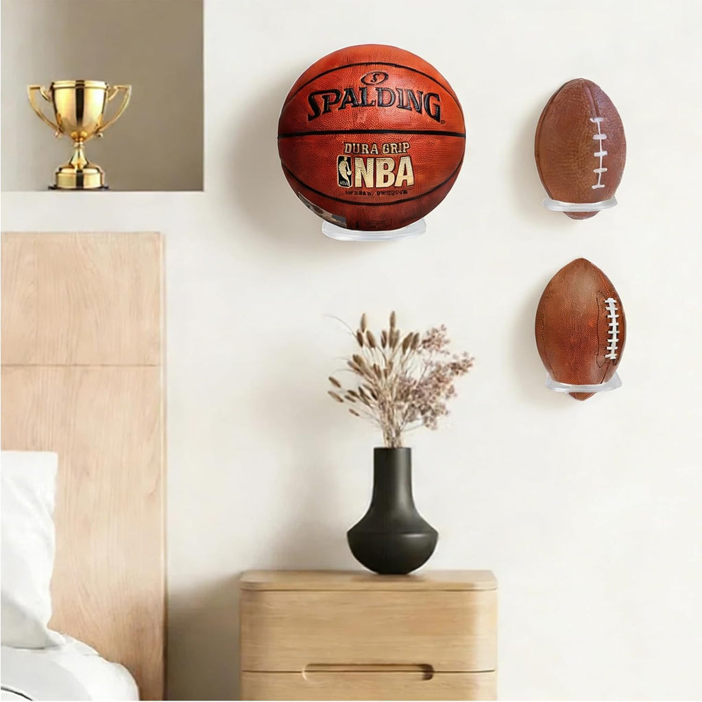 Basketball Holder Wall Mount, Acrylic Football Display Rack, Clear Ball Storage Hanger Wall Mount