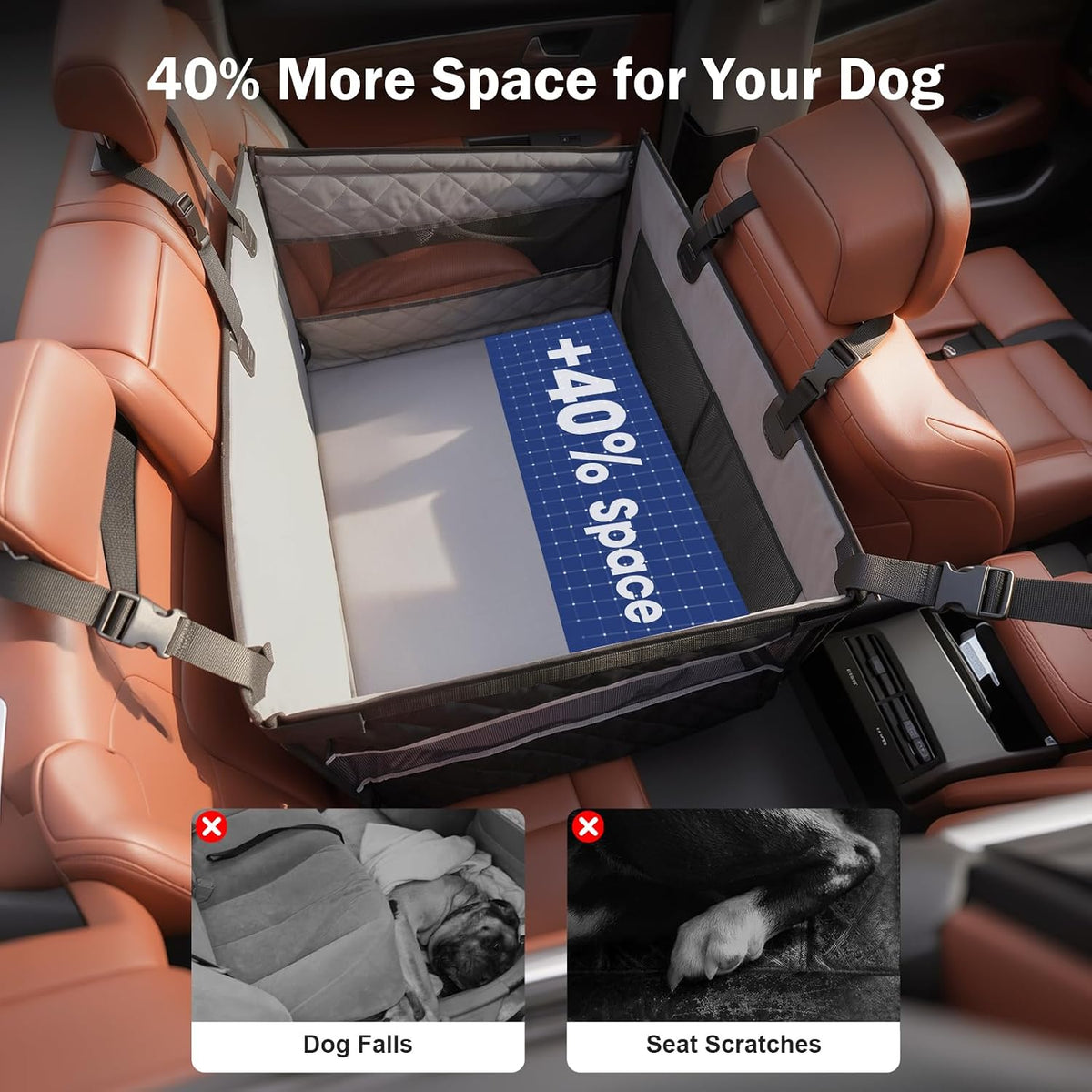 Dog Car Seat for Large Medium Dogs, Back Seat Extender for Pets, Waterproof Pet Carseat for Medium Sized Dog, Hammock