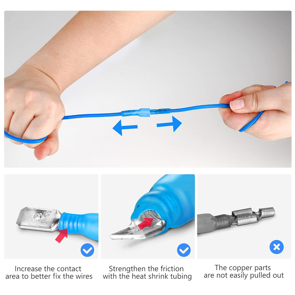 320PCS Heat Shrink Wire Connectors Kit, Electrical Waterproof Crimp Butt Terminals, Insulated Spade Connectors for