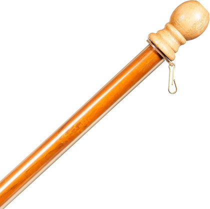 56" Solid Wood Flag Pole with One Clip and Anti-Wrap Tube for 3'x5' Estate Flag with Pole Sleeve, Outdoor