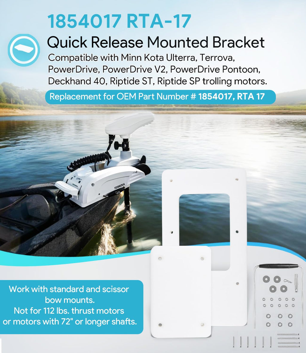 For Minn Kota 1854017 RTA-17 Quick Release Bracket for Terrova, Ulterra, PowerDrive, PowerDrive V2, Pontoon & Deckhand 40 Trolling Motor, For Minn Kota Trolling Motor Mounting Bracket