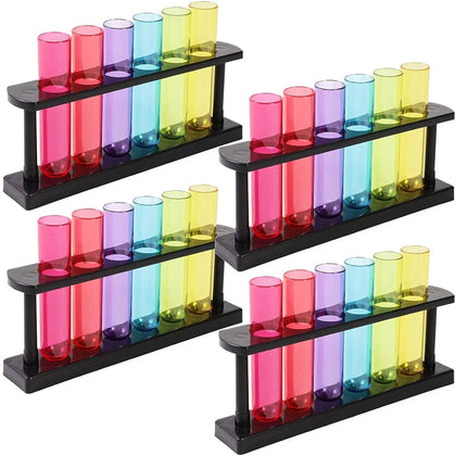 Test Tube Shot Glasses - Plastic Drink Test Tubes & Rack for Party Shots - Propagation Display & Science