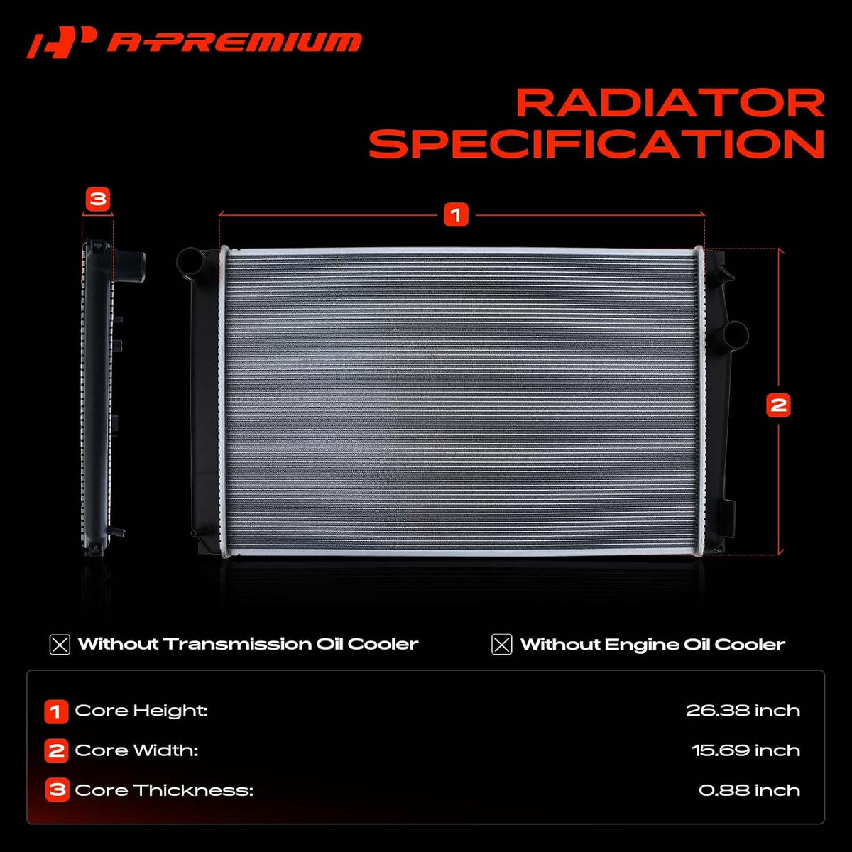 A-Premium Engine Coolant Radiator Assembly Compatible with Toyota