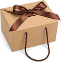 Brown Kraft Gift Box with Handle & Ribbon, 6 Pack 8 x 6 x 5 in