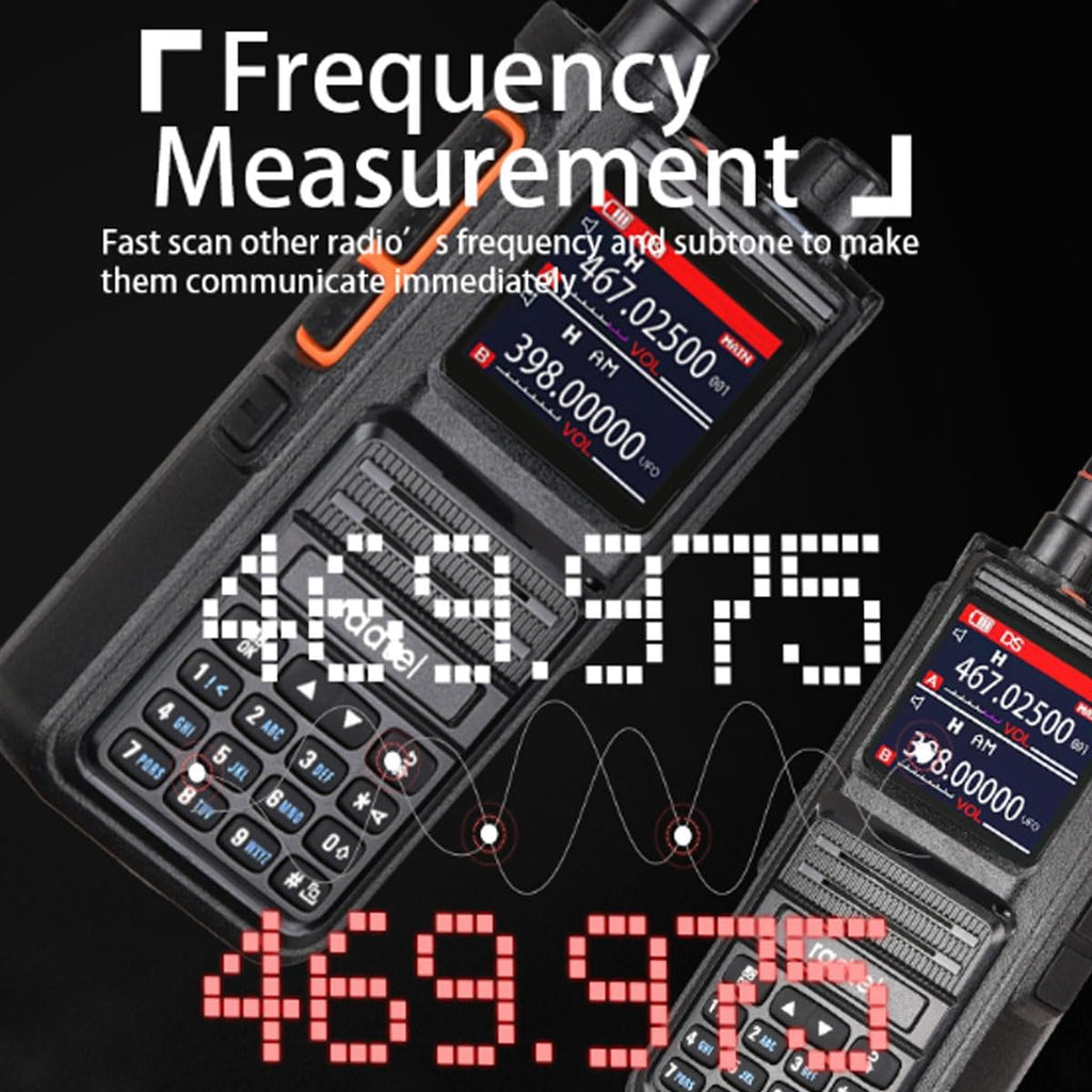 RT-470X Multi-Bands Ham Radio Walkie Talkies 256CH Air Band Two Way Radio + Tri-Band Flex Antenna 144/222/430Mhz