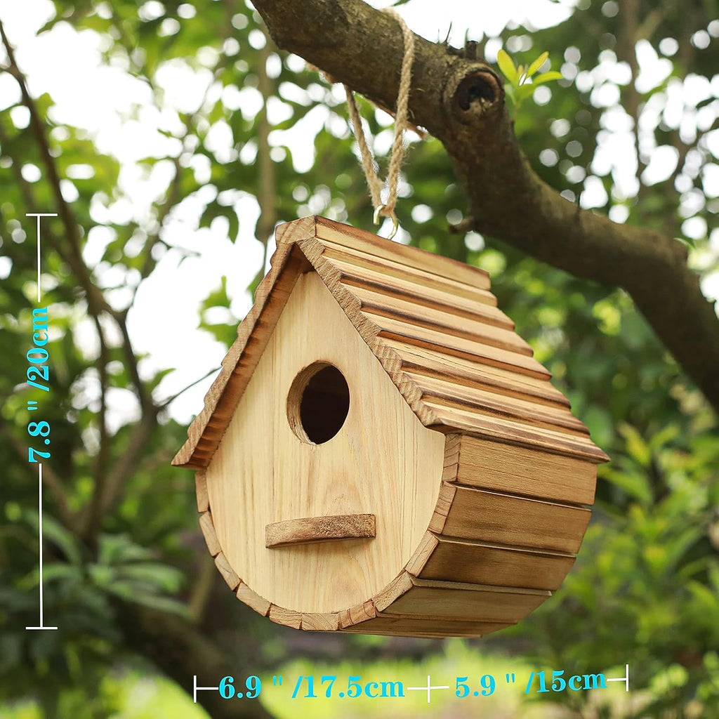 Bird House for Outside,Wood Birdhouses Outdoor, Wooden Bird House Bluebird Finch Cardinals Hanging Birdhouse for