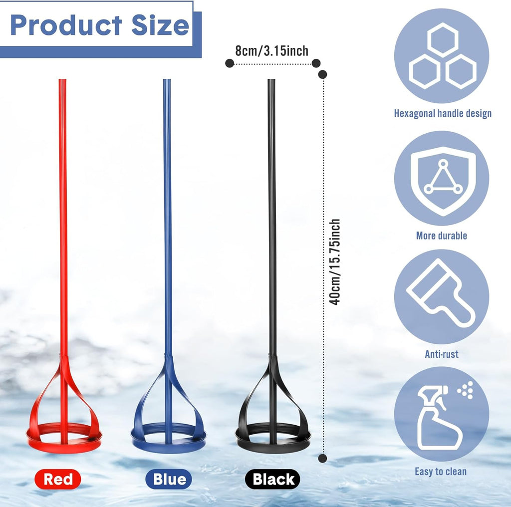 3 Pieces Paint Mixer for Drill Attachment 1 to 5 Gallon Buckets Fits Standard Drills Easy to Clean Mud Paint Mixer