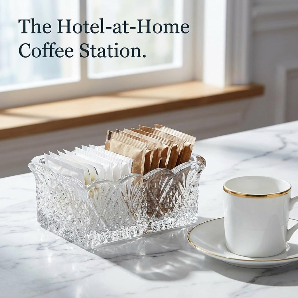Crystal Sugar Packet Holder, Tea Bag and Sweetener Caddy